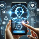 Illustration of an AI-powered chatbot engaging in a conversation with a user on a smartphone.