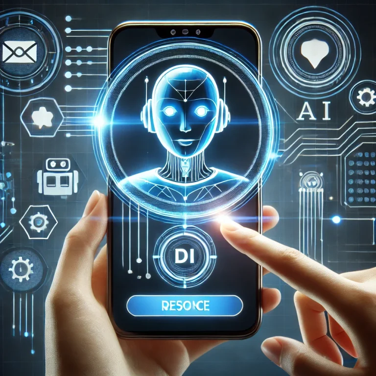 Illustration of an AI-powered chatbot engaging in a conversation with a user on a smartphone.