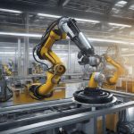 Advanced industrial robot arm in a manufacturing facility