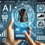AI-driven visual search technology showcasing a shopper using an image to find similar products online.